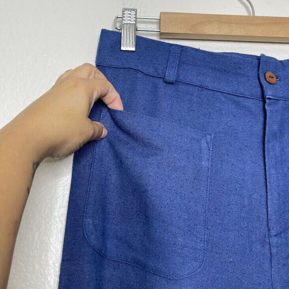 Savannah Morrow Pants Medium 100% Peace Silk Jada Flared Trouser Blue High Waist - Picture 6 of 16